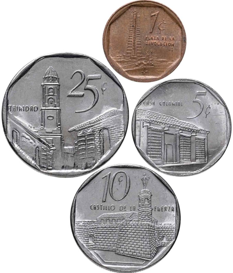 Купить Куба набор монет от 1 до 25 сентаво 1994-2006 (4 штуки)