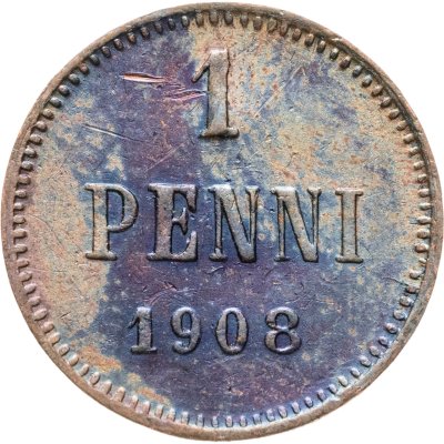 купить 1 пенни (penni) 1908, монета для Финляндии