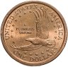 Купить США 1 доллар (dollar) 2001 P Sacagawea dollar (Сакагавея доллар - парящий орёл) знак монетного двора "P" - Филадельфия