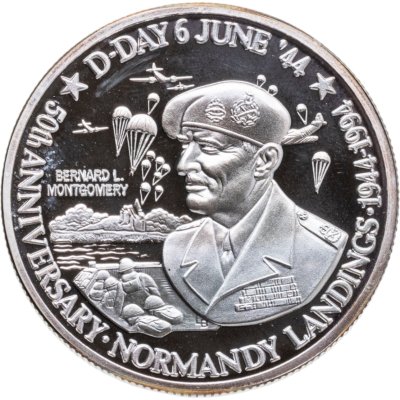 купить Тёркс и Кайкос 20 крон 1994 50 лет высадке в Нормандии 6 июня. Бернард Лоу Монтгомери