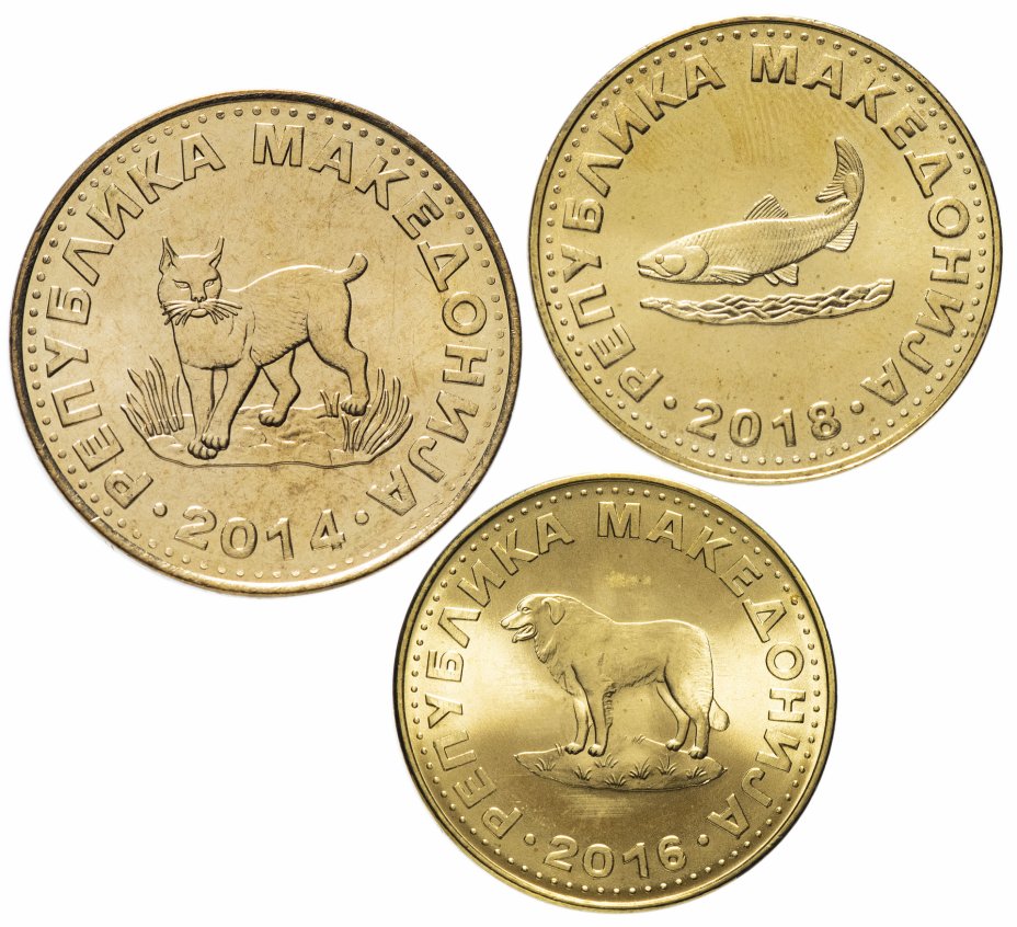 купить Македония набор монет 2014 -  2018 год 1, 2, 5 динаров (3 штуки)