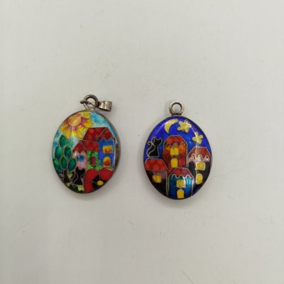 купить Набор из двух парных медальонов "День" и "Ночь", металл, эмаль, минанкари, Грузия, 1990-2010 гг.