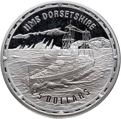 купить Соломоновы Острова 25 долларов (dollars) 2005 Легендарные боевые корабли - Крейсер Дорсетшир