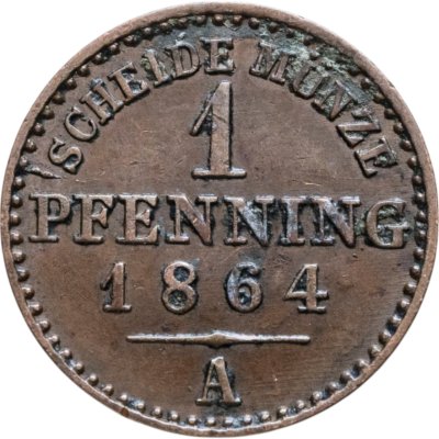 купить Пруссия 1 пфеннинг 1864 А