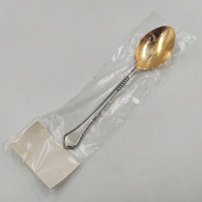 купить Ложка кофейная в оригинальном пакете с этикеткой, Таллинский опытный завод научного приборостроения "Дельта", мельхиор (медь-никель), золочение, СССР, 1979 г.