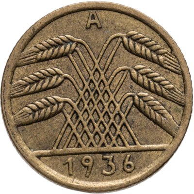 купить Германия 5 рейхспфеннигов (reichspfennig) 1936, знак монетного двора "A" — Берлин