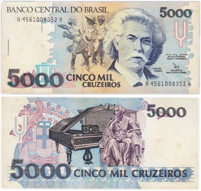 купить Бразилия 5000 крузейро 1992 года (Pick 232b)
