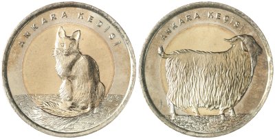 купить Турция набор монет 2015 (2 штуки) Кошка, Ангорская коза