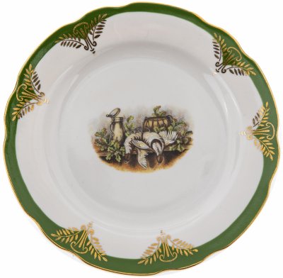 Купить Набор из 4 пирожковых тарелок "Охота", фарфор, деколь, Дулевский фарфоровый завод, Россия, 1993 г.