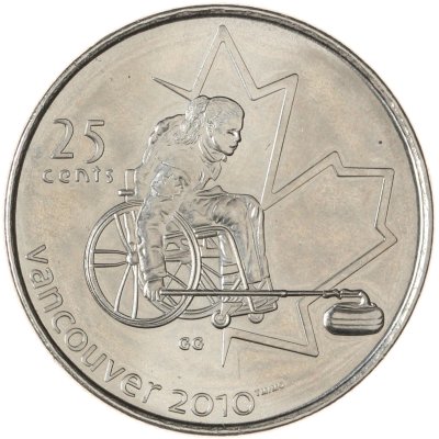 купить Канада 25 центов (cents) 2007 X зимние Паралимпийские Игры, Ванкувер 2010 - Кёрлинг на колясках