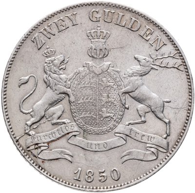 купить Вюртемберг 2 гульдена 1850
