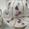 Купить Сервиз чайный "Фиалки" на 5 персон (12 предметов) в подборе, форма "Тюльпан", фарфор, роспись, золочение, Ленинградский фарфоровый завод (ЛФЗ), СССР, 1970-1992 гг.