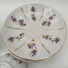 Купить Сервиз чайный "Фиалки" на 5 персон (12 предметов) в подборе, форма "Тюльпан", фарфор, роспись, золочение, Ленинградский фарфоровый завод (ЛФЗ), СССР, 1970-1992 гг.