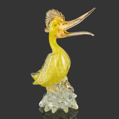 купить Статуэтка "Пеликан", стекло, гутная техника, Gold and silver Leaf (декоративная техника с добавлением золотого и серебряного листа), Муранское стекло, Италия, 1970-1990 гг.