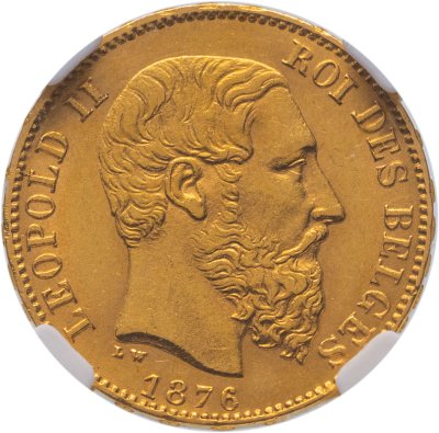 купить Бельгия 20 франков (francs) 1876 в слабе NRG MS63