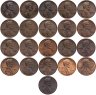 Купить Набор из 20 монет - 1 цент США 1969-1989 погодовка
