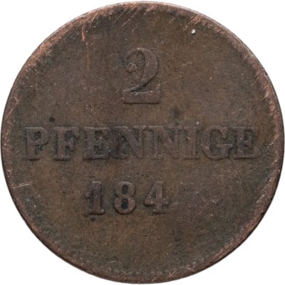 купить Германия, Бавария 2 пфеннига 1845