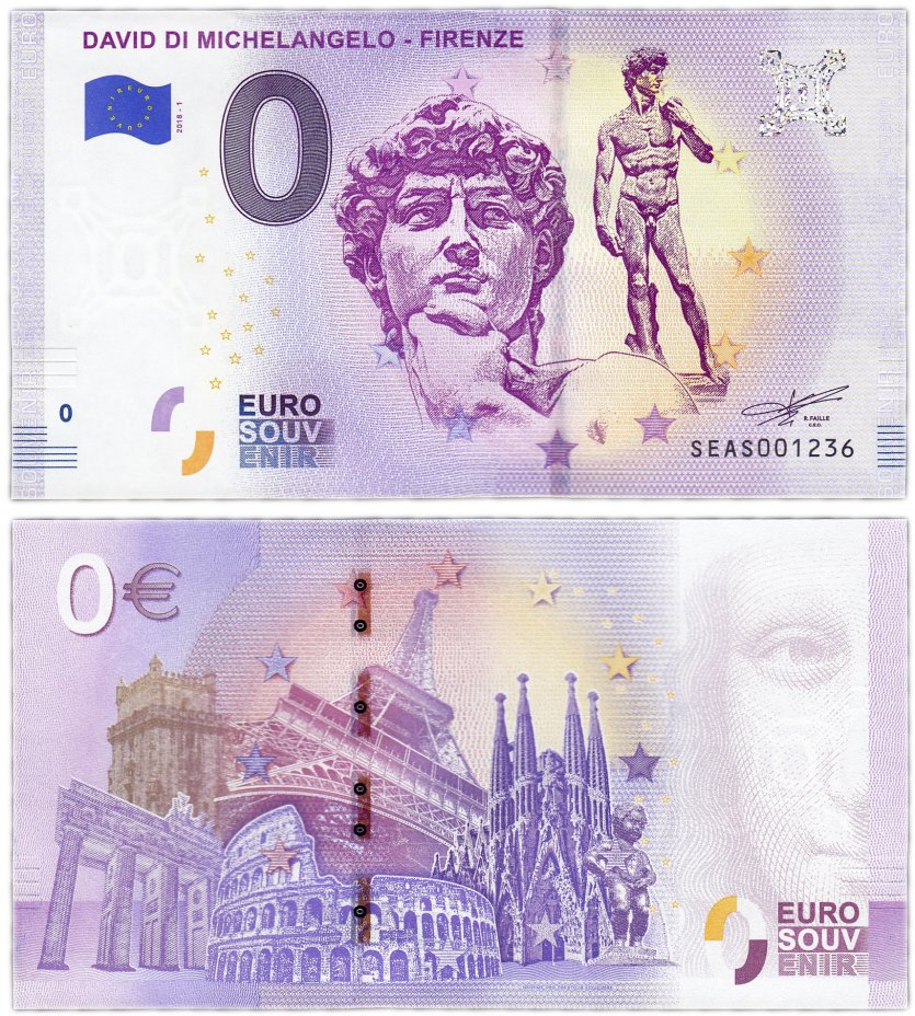 купить 0 евро (euro) «Статуя "Давид" Микеланджело - Флоренция» 2018 (NEW)