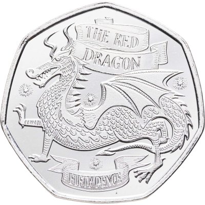 купить Джерси 50 пенсов (pence) 2025 "Британский фольклор - Красный дракон"