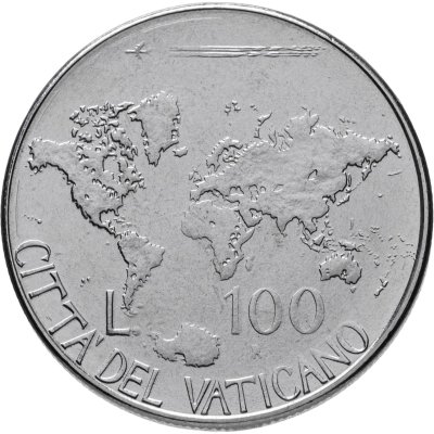 купить Ватикан 100 лир (lire) 1985 карта мира