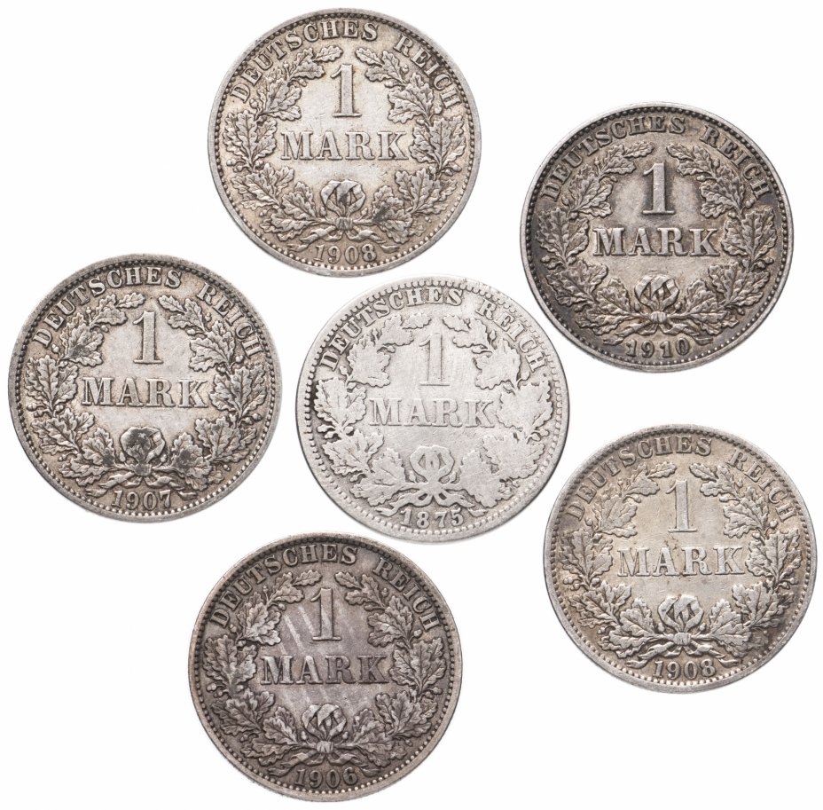купить Германия набор из 6 монет 1 марка 1875-1910