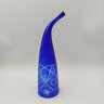 Купить Кубок "Рог изобилия" синего цвета со звездчатым декором, стекло, нацвет, алмазная грань, СССР, 1970-1990 гг.