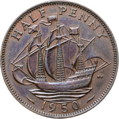 купить Великобритания 1/2 пенни (penny) 1950