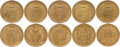 купить ЮАР набор из 10 монет 20 центов (cent) 1998-2006
