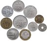 Купить Франция набор из  10 монет  1/2, 1, 2, 5, 10, 100 франков, 5, 50 сантимов (centimes) 1923-1988