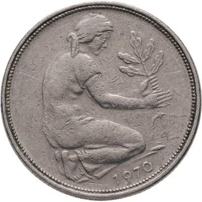 купить Германия 50 пфеннигов (pfennig) 1970, знак монетного двора: "F" - Штутгарт