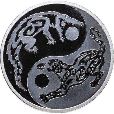 купить Острова Кука 5 долларов 2017 "Хищники и жертвы Инь Ян Ягуар и аллигатор крокодил", с сертификатом