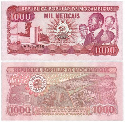 купить Мозамбик 1000 метикал 1989 (Pick 132c)