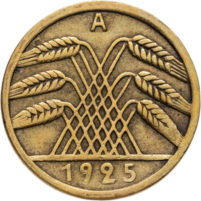 купить Германия 5 рейхспфеннигов (reichspfennig) 1925 A знак монетного двора "A" — Берлин
