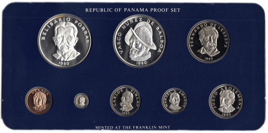 купить Панама набор монет 1980 Proof (8 монет)
