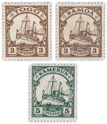 купить Германия, немецкие колонии набор из 3 марок: Того, Самоа, Камерун