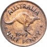 Купить Австралия 1/2 пенни (penny) 1949