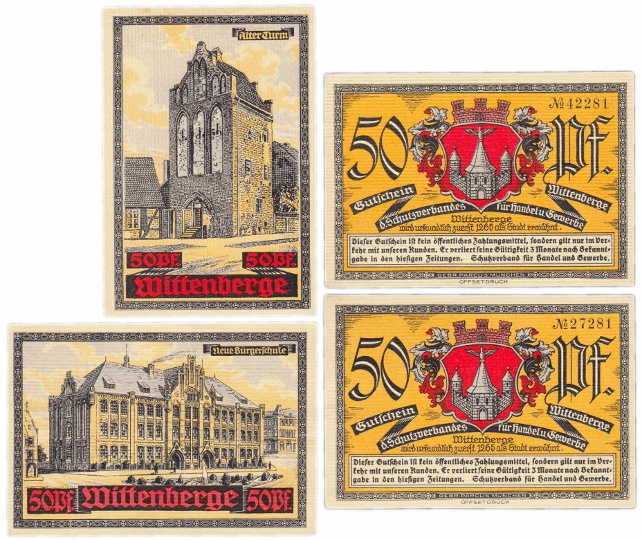 купить Германия (Бранденбург: Виттенберге) набор из 2-х нотгельдов 1921 (1444.1/В1)