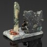 Купить Композиция настольная с картой Сибири и фигуркой козла, натуральный камень, латунь, янтарь, Российская Федерация, 2000-2020 гг.