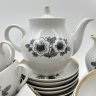 Купить Сервиз кофейный на 6 персон (14 предметов), украшенный цветами, фарфор, деколь, золочение, Дулевский фарфоровый завод (Дулёво), СССР, 1968-1990 гг.