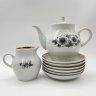 Купить Сервиз кофейный на 6 персон (14 предметов), украшенный цветами, фарфор, деколь, золочение, Дулевский фарфоровый завод (Дулёво), СССР, 1968-1990 гг.