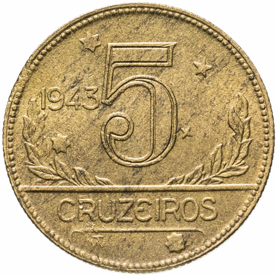 купить Бразилия  5 крузейро (cruzeiros) 1943
