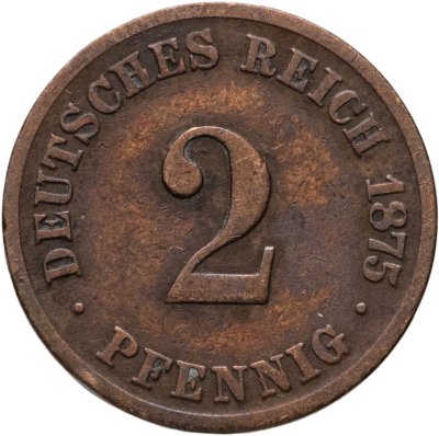 купить Германия 2 пфеннига (pfennig) 1875, знак монетного двора: "C" - Франкфурт-на-Майне