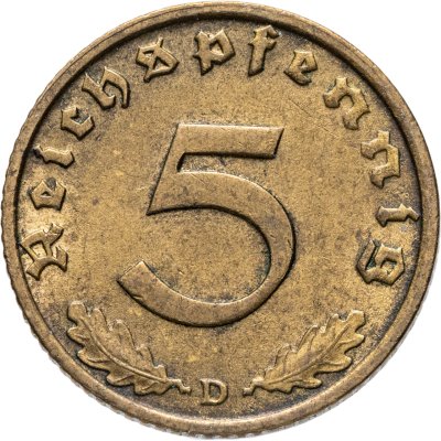 купить Германия (Третий рейх) 5 рейхспфеннигов (reichspfennig) 1938