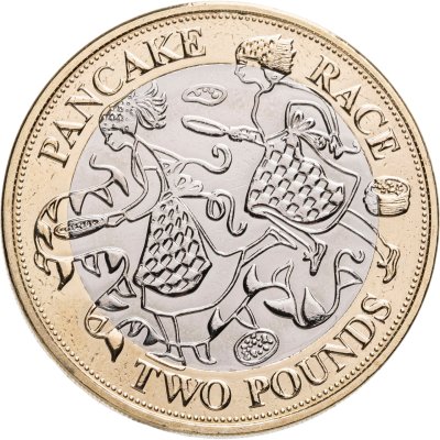 купить Гернси 2 фунта 2025 "Необычные британские традиции - Блинная гонка"