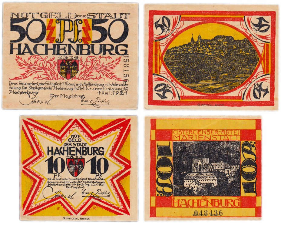купить Германия (Ганновер: Хахенбург) набор из 2-х нотгельдов 1921 (498.1b/В1)