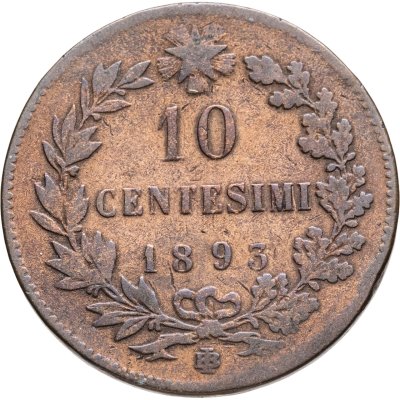 купить Италия 10 чентезимо (centesimi) 1893 BI знак монетного двора "BI" - Бирмингем