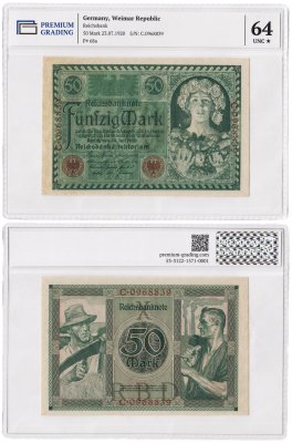 купить Германия 50 марок 1920 в слабе PG UNC64