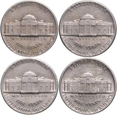 купить США набор из 4 монет 5 центов (cents) 1972-1979 знак монетного двора "D" - Денвер