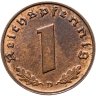 Купить Германия, Третий рейх 1 рейхспфенниг (reichspfennig) 1939 D