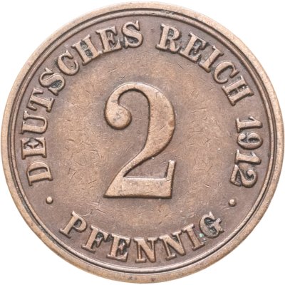 купить Германия 2 пфеннига (pfennig) 1912, знак монетного двора: "А" - Берлин
